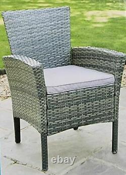 Sorrento 6 Piece Patio Set With Cushions & Parasol Grey Rattan Garden Furniture