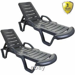 Sun Lounger Outdoor Garden Patio Relaxer Anthracite Grey Recliner Bed Furniture