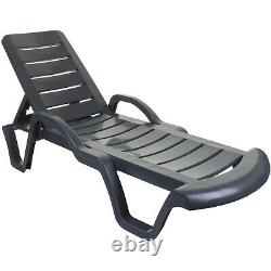 Sun Lounger Outdoor Garden Patio Relaxer Anthracite Grey Recliner Bed Furniture