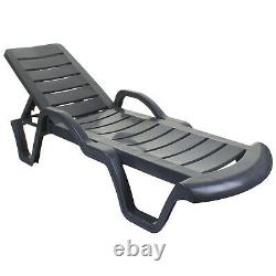 Sun Lounger Outdoor Garden Patio Relaxer Anthracite Grey Recliner Bed Furniture