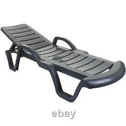 Sun Lounger Outdoor Garden Patio Relaxer Anthracite Grey Recliner Bed Furniture