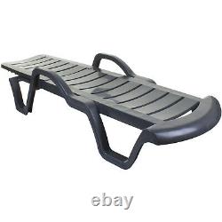 Sun Lounger Outdoor Garden Patio Relaxer Anthracite Grey Recliner Bed Furniture