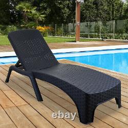 Sun Lounger Outdoor Garden Patio Relaxer Grey Rattan Reclining Bed Furniture New