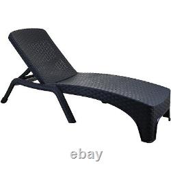 Sun Lounger Outdoor Garden Patio Relaxer Grey Rattan Reclining Bed Furniture New