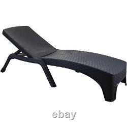 Sun Lounger Outdoor Garden Patio Relaxer Grey Rattan Reclining Bed Furniture New