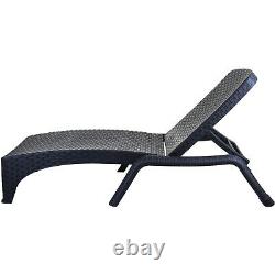 Sun Lounger Outdoor Garden Patio Relaxer Grey Rattan Reclining Bed Furniture New