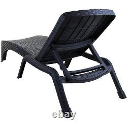 Sun Lounger Outdoor Garden Patio Relaxer Grey Rattan Reclining Bed Furniture New