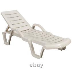 Sun Lounger Outdoor Garden Patio Relaxer White Recliner Bed Terrace Furniture