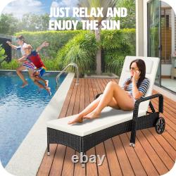 Sun Lounger Rattan Day Bed with Canopy Garden recliner Patio chair Furniture