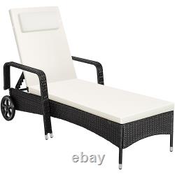 Sun Lounger Rattan Day Bed with Canopy Garden recliner Patio chair Furniture