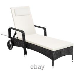 Sun Lounger Rattan Day Bed with Canopy Garden recliner Patio chair Furniture