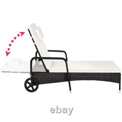 Sun Lounger Rattan Day Bed with Canopy Garden recliner Patio chair Furniture