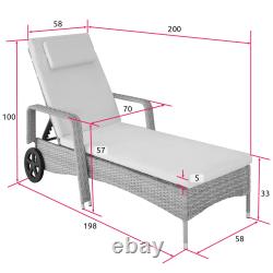 Sun Lounger Rattan Day Bed with Canopy Garden recliner Patio chair Furniture