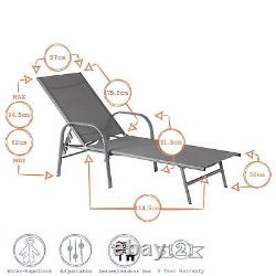 Sussex Garden Sun Lounger Bed Adjustable Reclining Outdoor Patio Furniture Grey