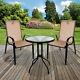 Table & Chairs Set Outdoor Garden Patio Cream Furniture Glass Table Parasol Base