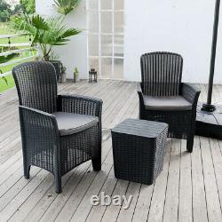 Table and Chairs Garden Patio Furniture Set 2Seat Cushioned Garden Balcony Patio