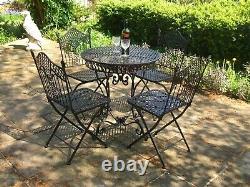 Tea For Four Vintage Style Iron Garden Table & 4 Chairs Patio Furniture 5pc Set