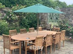 Teak Garden Furniture 10 Seater Double Extending Table And Chair Patio Set