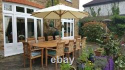 Teak Garden Furniture 10 Seater Double Extending Table And Chair Patio Set