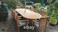 Teak Garden Furniture 10 Seater Double Extending Table And Chair Patio Set