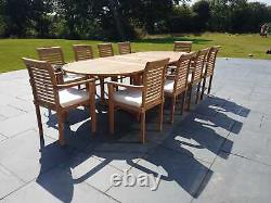 Teak Garden Furniture 10 Seater Double Extending Table And Chair Patio Set