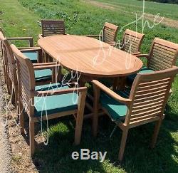 Teak Garden Patio Furniture 8 Seater Single Extending Table And Chair Set