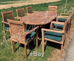Teak Garden Patio Furniture 8 Seater Single Extending Table And Chair Set