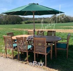 Teak Garden Patio Furniture 8 Seater Single Extending Table And Chair Set