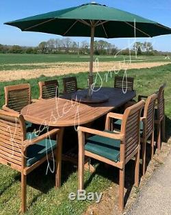 Teak Garden Patio Furniture 8 Seater Single Extending Table And Chair Set