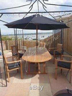 Teak Garden Patio Furniture 8 Seater Single Extending Table And Chair Set