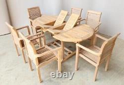 Teak garden furniture outdoor patio table stacking chairs set