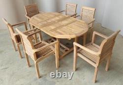 Teak garden furniture outdoor patio table stacking chairs set
