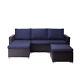 Teamson Home 3 Pcs Garden Furniture, Rattan Table & Sofa Patio Set With Cushions
