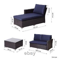 Teamson Home 3 Pcs Garden Furniture, Rattan Table & Sofa Patio Set with Cushions