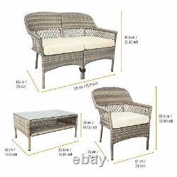 Teamson Home 4 Seater Garden Furniture, Rattan Wicker Table & 4 Chairs Patio Set