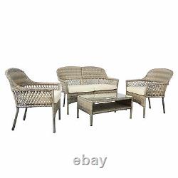 Teamson Home 4 Seater Garden Furniture, Rattan Wicker Table & 4 Chairs Patio Set