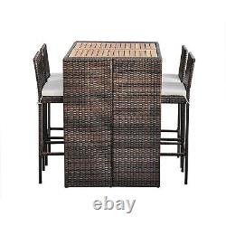 Teamson Home 5 Pcs Rattan Garden Patio Furniture Bar Dining Table & Chair Set