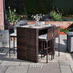 Teamson Home 5 Pcs Rattan Garden Patio Furniture Bar Dining Table & Chair Set