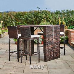 Teamson Home 5 Pcs Rattan Garden Patio Furniture Bar Dining Table & Chair Set