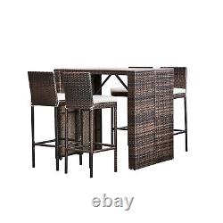 Teamson Home 5 Pcs Rattan Garden Patio Furniture Bar Dining Table & Chair Set