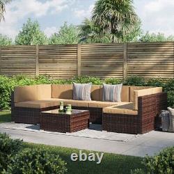 Terracotta Rattan Sofa Corner Settee Garden Patio Conservatory Set Furniture