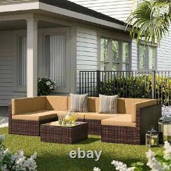 Terracotta Rattan Sofa Corner Settee Garden Patio Conservatory Set Furniture