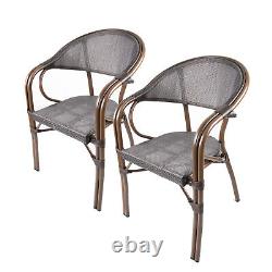 Textoline Bistro Chairs Stackable Outdoor Garden Patio Dining Furniture Mocha