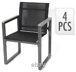 Top Quality Charcoal Grey Set of 4 Metal Chairs Patio Terrace Garden Furniture