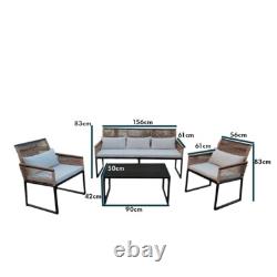 Tuscany 5 Seater Steel & Rope Garden Sofa & Table Set Furniture Patio Balcony