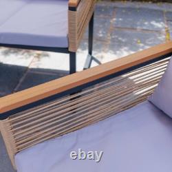 Tuscany 5 Seater Steel & Rope Garden Sofa & Table Set Furniture Patio Balcony