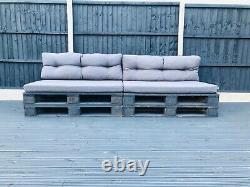 Two Grey Indoor/Outdoor Rustic Patio Garden Pallet Furniture Chairs