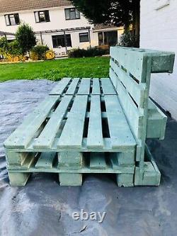Two Sage Green Indoor/Outdoor Rustic Patio Garden Pallet Furniture Chair Sofa