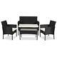 Uk Rattan Garden Furniture Set 4 Pcs Chairs Sofa Table Outdoor Patio Seater Set