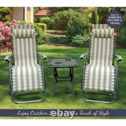 Valencia Lounger Chairs & Table Duo Set Folding Reclining Garden Patio Furniture